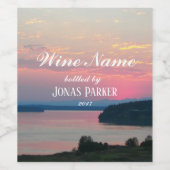 Rosa Seascape Sunset Foto Personalisiert Weinetikett (Einzelnes Label)