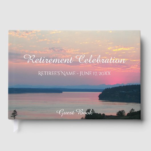 Rosa Seascape Sunset Retirement Gästebuch (Vorderseite)