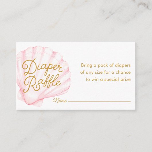 Rosa Seashell Diaper Raffel Ticket Begleitkarte (Vorderseite)