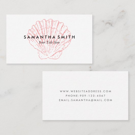 Rosa Seashell Visitenkarte (Vorne/Hinten)