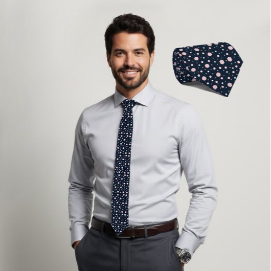 Rosa Sechseck geometrische Navy Krawatte