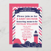 Rosa SeeBabyparty oder besprühen Mädchen Einladung (Vorne/Hinten)