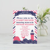 Rosa SeeBabyparty oder besprühen Mädchen Einladung (Stehend Vorderseite)