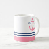Rosa Seemonogramm Kaffeetasse (VorderseiteRechts)