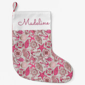 Rosa Seemuster | addieren Ihren Namen Kleiner Weihnachtsstrumpf (Vorderseite)