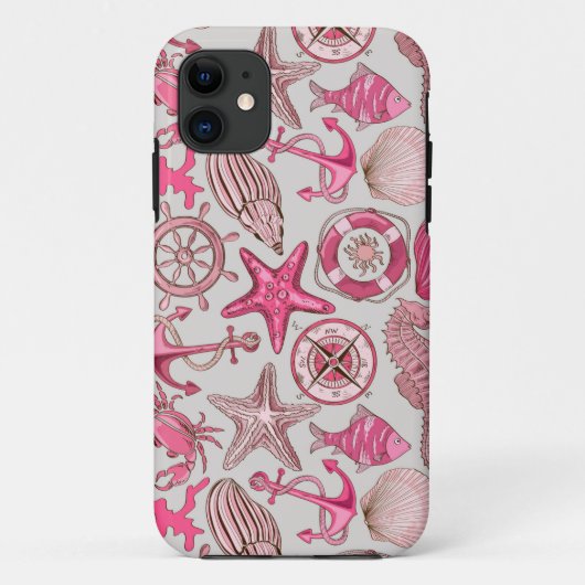 Rosa Seemuster Case-Mate iPhone Hülle (Rückseite)