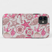 Rosa Seemuster Case-Mate iPhone Hülle (Rückseite (Horizontal))