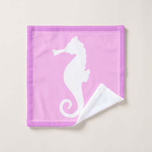 Rosa Seepferd Badhandtuch Set (Waschlappen)