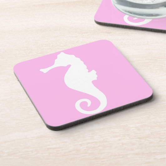 Rosa Seepferd Getränkeuntersetzer (Linke Seite)