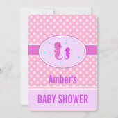 Rosa Seepferd Kinderdusche Einladung (Rückseite)