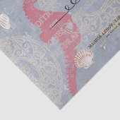 Rosa Seepferd Meer Muschel Blau Französische Deko Seidenpapier (Ausschnitt)