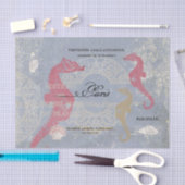 Rosa Seepferd Meer Muschel Blau Französische Deko Seidenpapier (Handwerk)