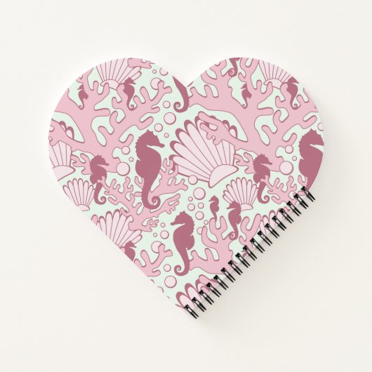 Rosa Seepferde Herzgestaltetes Notebook Notizbuch (Rückseite)