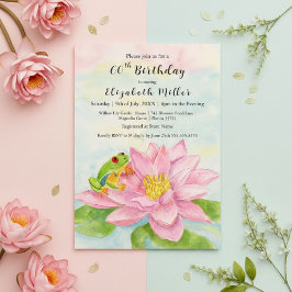 Rosa Seerose und Laubfrosch Geburtstag für jedes A Einladung