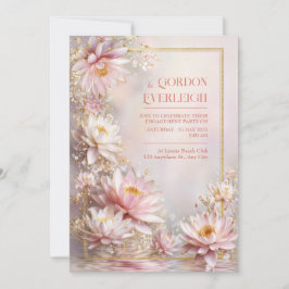 Rosa Seerosen Gold Glitter Rahmen Hochzeit Einladung