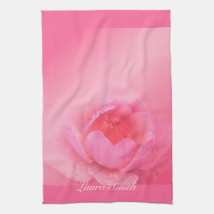 Rosa Seerosenblüte rosa Küchenturm mit Namen Handtuch