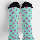 Rosa Seesterne auf blauen Mustersocken Socken (Oben)