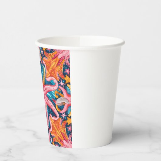 Rosa Seesterne Pappbecher (Links)