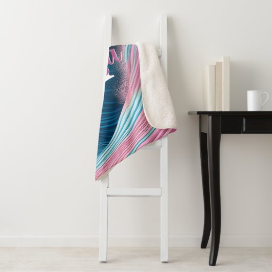 Rosa Seewasser Monogramm Sherpadecke (Beispiel)