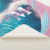 Rosa Seewasser Monogramm Sherpadecke (3/4)
