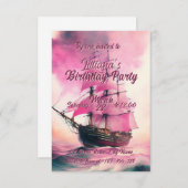 Rosa Segel Einladung (Vorne/Hinten)