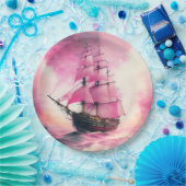 Rosa Segel zum Thema Pappteller (Party)