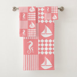 Rosa Segelboot Badhandtuch Set