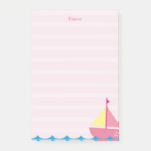 Rosa Segelboot Post it Notes Post-it Klebezettel (Vorderseite)