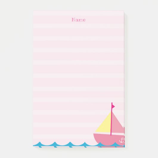 Rosa Segelboot Post it Notes Post-it Klebezettel (Vorderseite)
