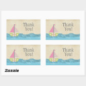 Rosa Segelboot Vielen Dank Label Aufkleber (Blatt)