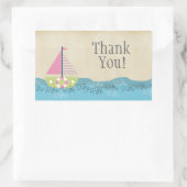 Rosa Segelboot Vielen Dank Label Aufkleber (Tasche)