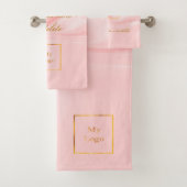 Rosa Seide Schönheitssalon Text Firmenlogo Badhandtuch Set (Insitu)