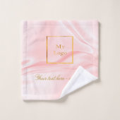 Rosa Seide Schönheitssalon Text Firmenlogo Badhandtuch Set (Waschlappen)