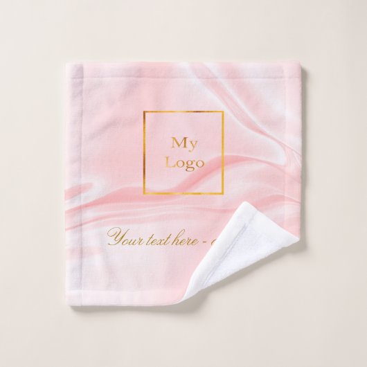 Rosa Seide Schönheitssalon Text Firmenlogo Badhandtuch Set (Waschlappen)