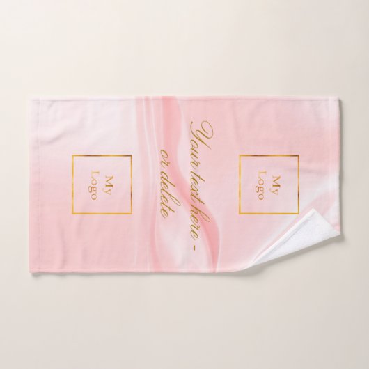 Rosa Seide Schönheitssalon Text Firmenlogo Badhandtuch Set (Handtuch)