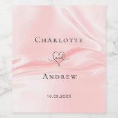 Rosa-Seidensatin-Namen für Hochzeiten Weinetikett (Einzelnes Label)