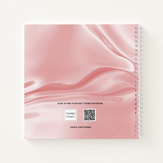 Rosa Seidensatin, rosa Blütenseide, eleganter Name Notizblock (Rückseite)