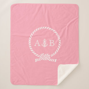 Rosa Seile und Anker Mit Monogramm Sherpadecke