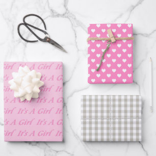 Rosa sein Girl Wrapping Paper Geschenkpapier Set