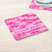 Rosa seine Camouflage-Tarnung ein Mädchen-Name Rechteckiger Pappuntersetzer (angewinkelt)
