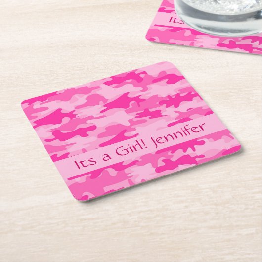 Rosa seine Camouflage-Tarnung ein Mädchen-Name Rechteckiger Pappuntersetzer (angewinkelt)
