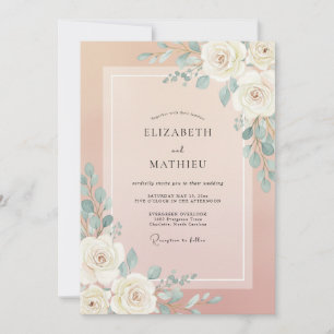 Rosa Seladon-Eukalyptus-Hochzeit Einladung