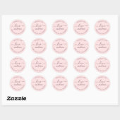 Rosa Selbstgemacht mit Liebe Danke Sticker (Blatt)
