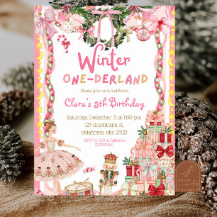 Rosa seltsamer Winter Onederland Nussknacker Gebu Einladung