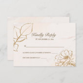 Rosa Senf Rose Blätter Hochzeit RSVP Karte (Vorne/Hinten)