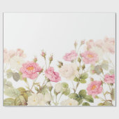 Rosa Sepia-Vintage Rosen-Wiesen-Illustration Geschenkpapier (Flach)