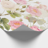 Rosa Sepia-Vintage Rosen-Wiesen-Illustration Geschenkpapier (Ecke)