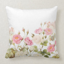 Rosa Sepia-Vintage Rosen-Wiesen-Illustration Kissen