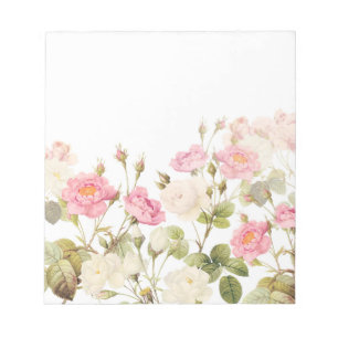 Rosa Sepia-Vintage Rosen-Wiesen-Illustration Notizblock