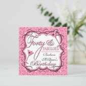 Rosa Sequin-40. Geburtstags-Party Einladungen (Stehend Vorderseite)